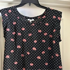 Pleione Black and Pink Sleeveless Boxy Blouse